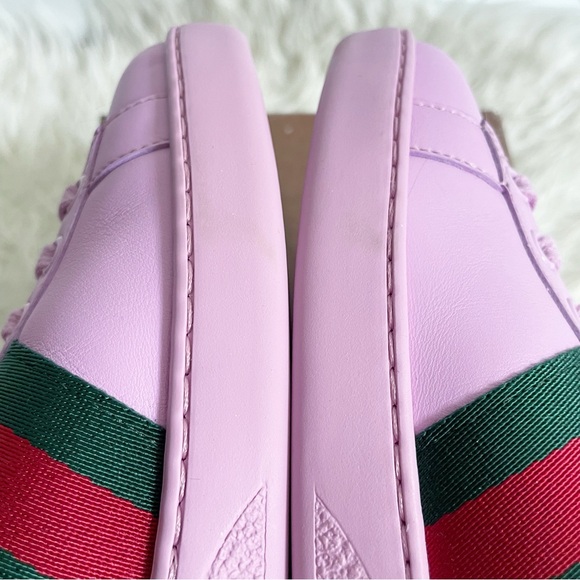 Gucci Ace Fur Lined Sneaker Pink Leather Web Bee NEW size 37 - Picture 15 of 15